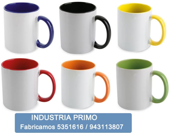 Taza Publicitaria Recta de interior y asa de colores iguales